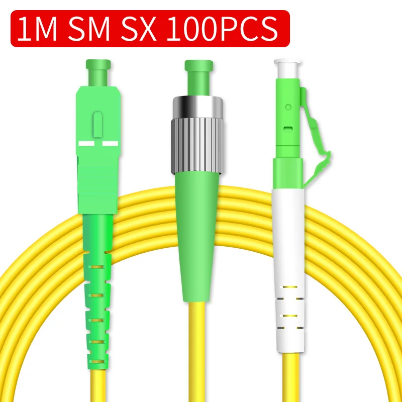 

100 PCS/LOT Optical fiber patch cord 1m 9/125 652D simplex SC/APC FC/APC LC/APC Pigtail FTTH CATV Optic patch cord