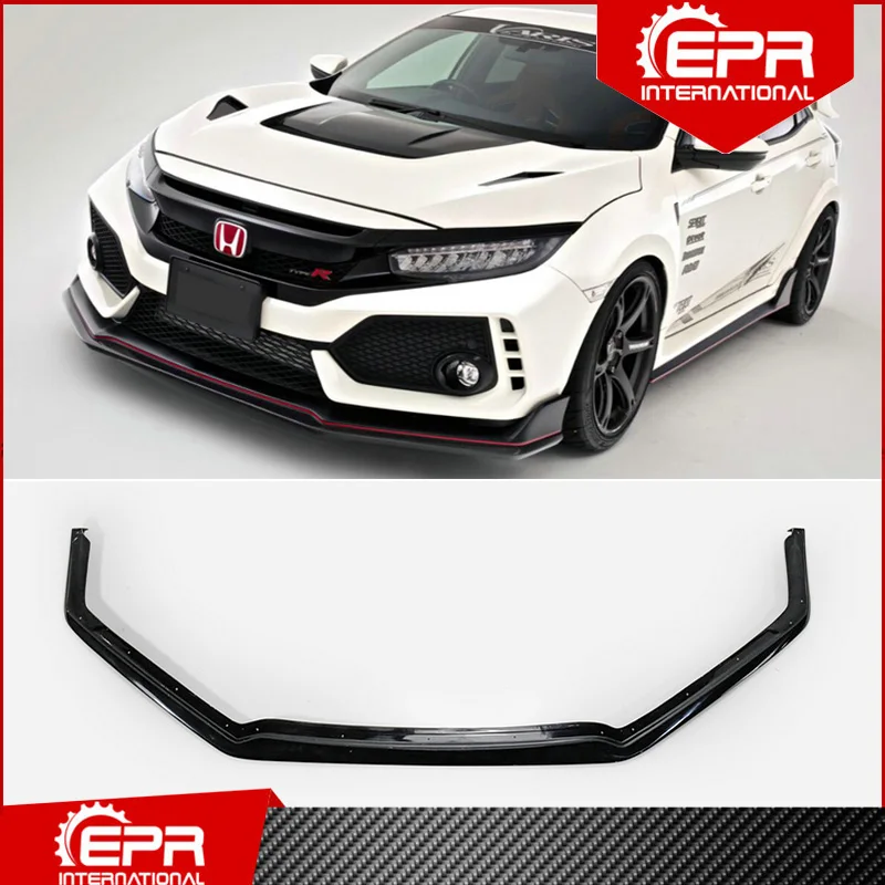 For Honda Civic Typ R FK8 5Door Hatch VRSAR1 Style Glass Fiber Front Lip Trim Racing Part FRP Unpainted Splitter FK8 Body Kit