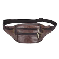 NEW Genuine Leather Mens Leather Fanny Pack Waist Bags Waist Bag Holographic Waist Purse Banana Bag Belt Pack Leg Fanny Pack