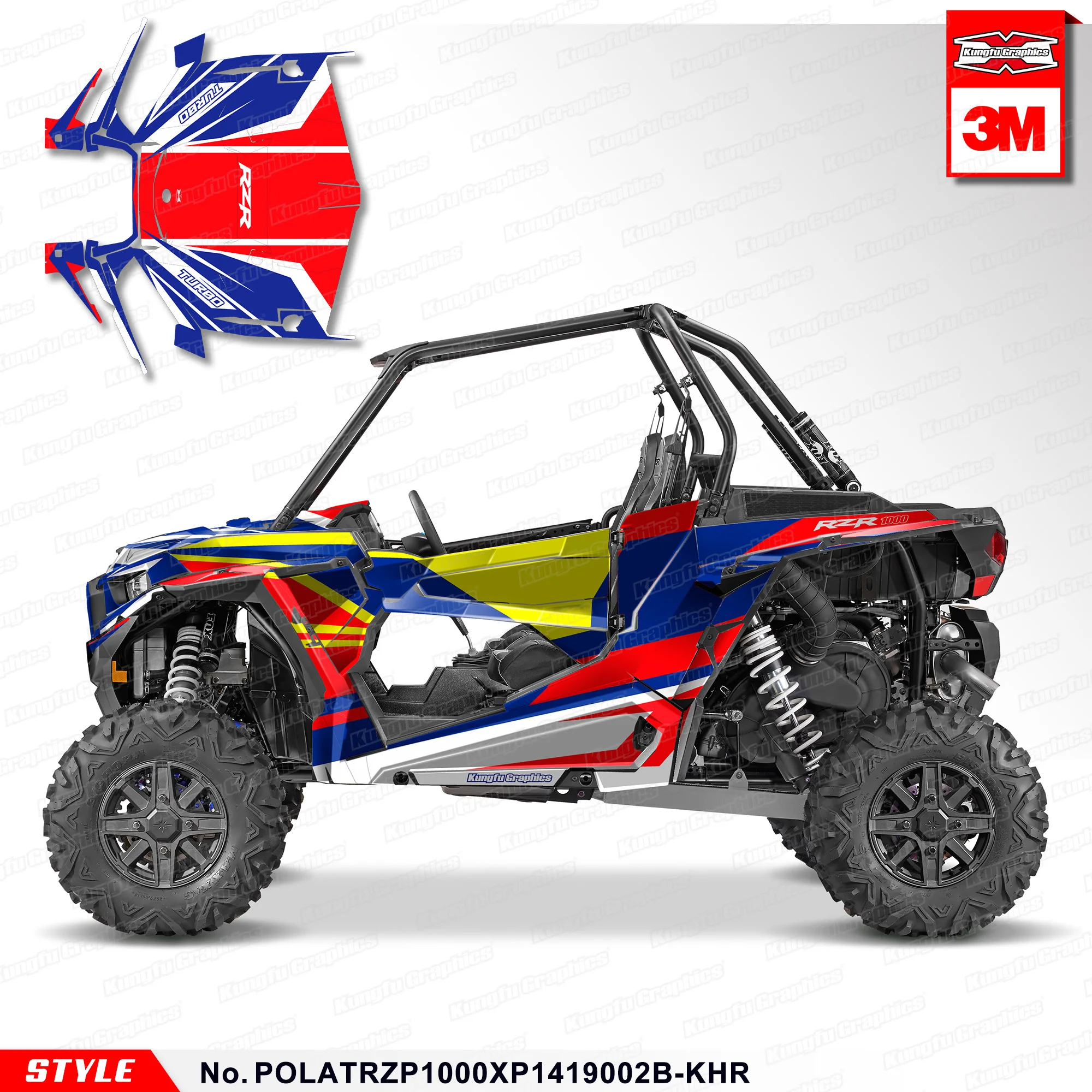 HUMAART Complete Stickers UTV Graphics Full Wrap Kit for Polaris TURBO RZR XP 1000 2014 2015 2016 2017 2018 2019