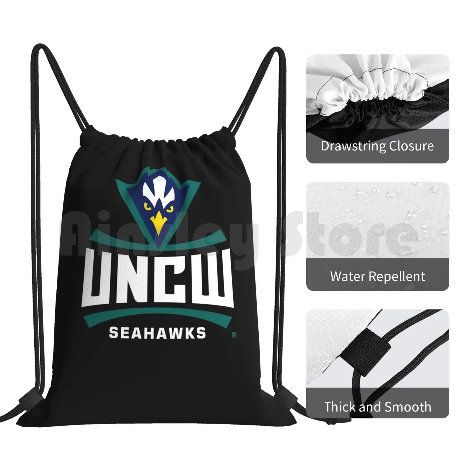 Uncw Seahawks mochila para mulheres, saco de cordão, esportes de beisebol, futebol, softball, equitação, escalada, ginásio, suor, 014