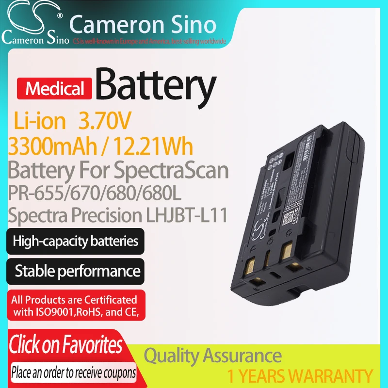 

CameronSino Battery for SpectraScan PR-655/670/680/680L fits Spectra Precision LHJBT-L11 Medical Replacement battery 3300mAh