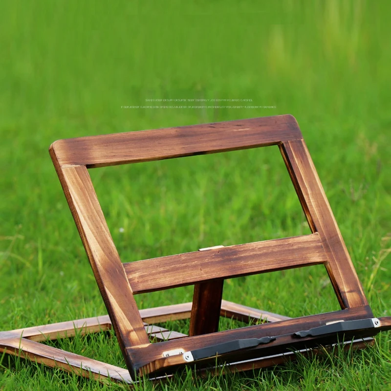 Foldable Recipe Book Stand,Wooden Frame Reading Bookshelf,Tablet Pc Support Stand