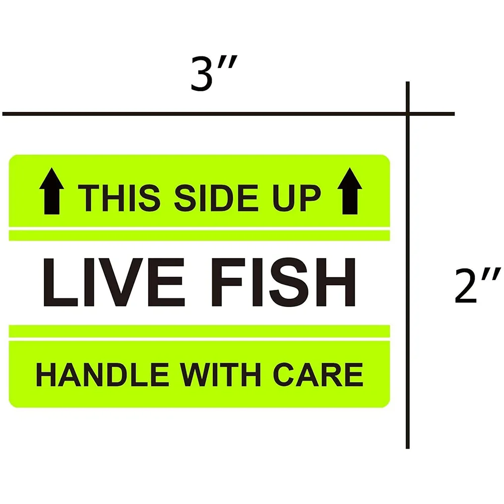 Fluorescent Live Fish Stickers Please Handle with Love Labels 2 X 3 Inch Shipping Stickers 250 Adhesive Labels