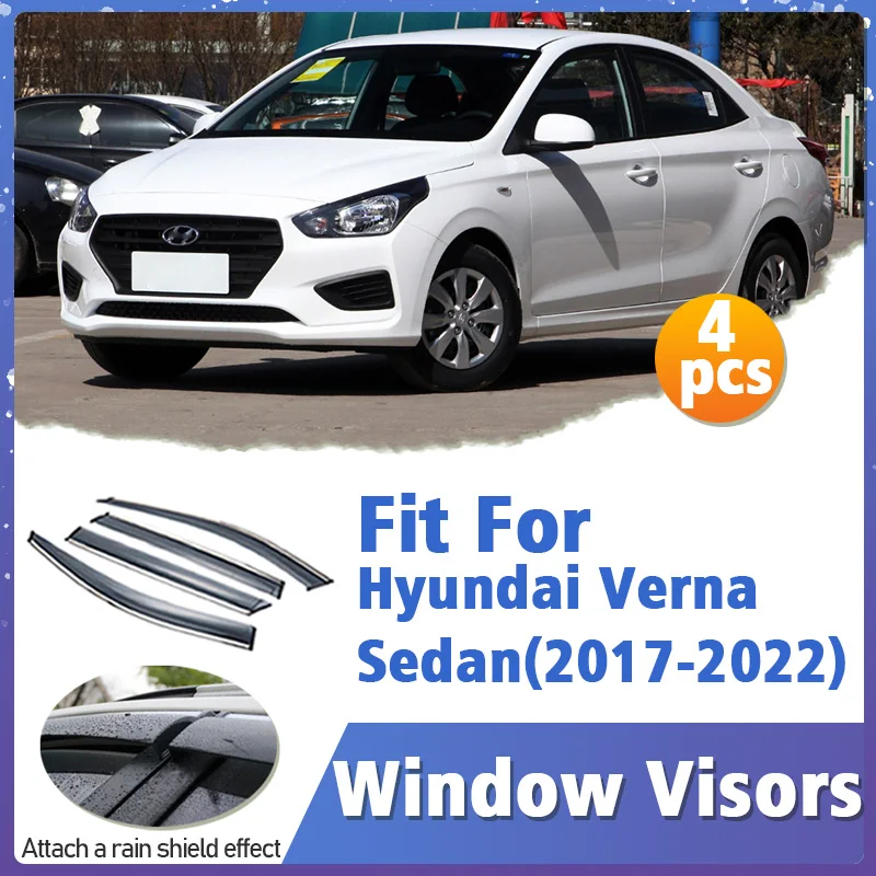 

Window Visor Guard for Hyundai Verna Sedan 2017-2022 Vent Cover Trim Awnings Shelters Protection Sun Rain Deflector Accessories