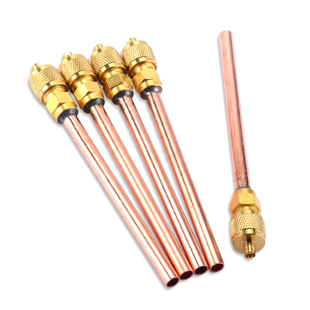 

10pcs 6mm OD Copper Tube Air Conditioner Refrigeration Access Valves Filling Parts