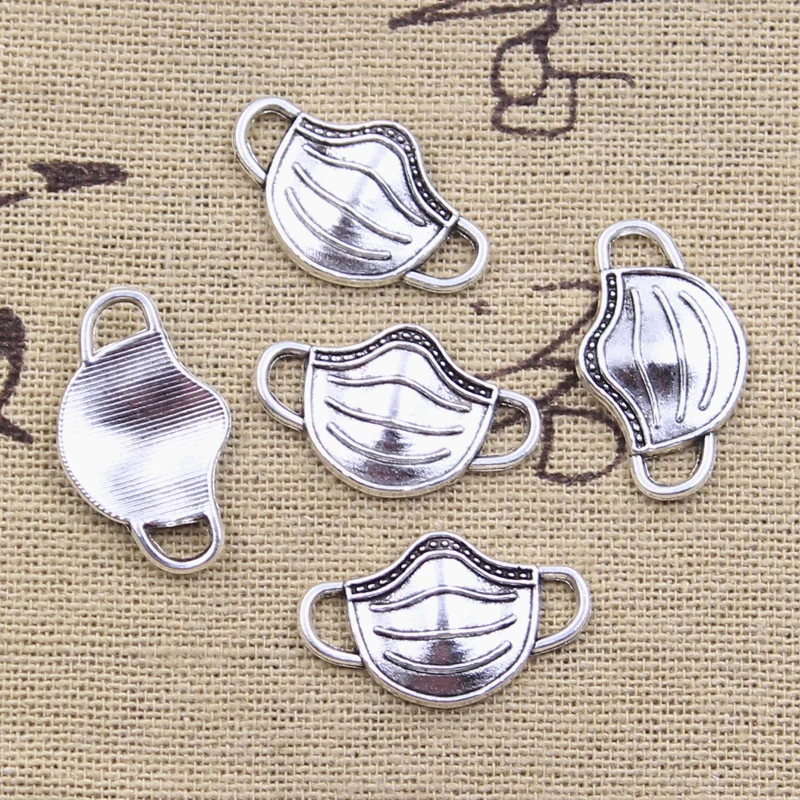 15pcs Charms Doctor Face Mask 13x23mm Antique Silver Color Pendants Making DIY Handmade Tibetan Finding Jewelry