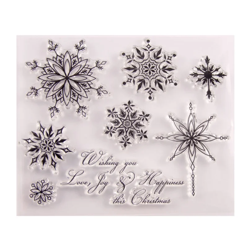 1 pz fiocco di neve trasparente trasparente timbro in Silicone sigillo Scrapbook fai da te timbratura in gomma colorazione goffratura diario Decor riutilizzabile T1590