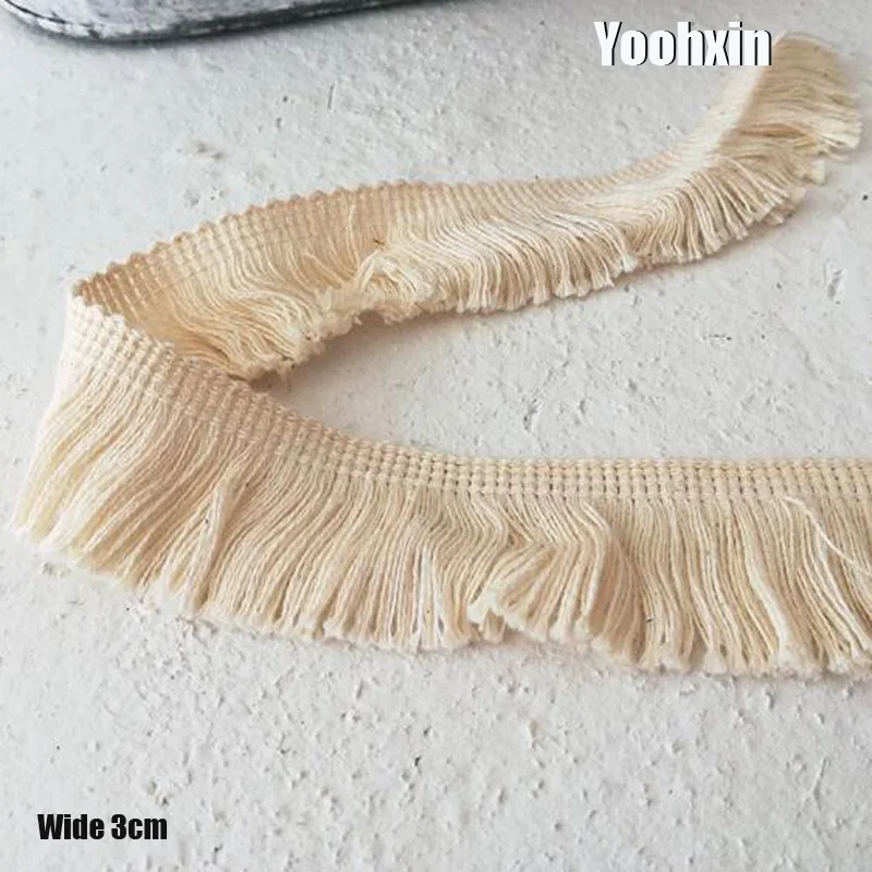 3CMWide New Fashion Beige Embroidery Flower Lace Fabric Trim Ribbon DIY Sewing Applique Collar Fringe Tassel Guipure Dress Decor