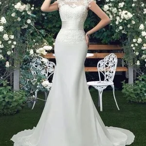 Brautkleider für Meerjungfrauenlöffel, billiges Hochzeitskleid, lange Kleidungshause, Kurzarm, Thres Tribunal, x04 11 Hauptverkaufskleid für Verlobungschiffon - №8