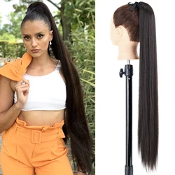 Synthetic Long Straight Wrap Around Clip In Ponytail Hair Extension 22