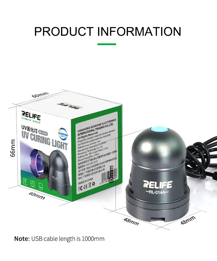 RELIFE RL-014A USB UV Kleber Aushärtung Lampe Tragbare Handy Reparatur Werkzeuge Grünes Öl Heizlicht für Smart Handy – Detail 5
