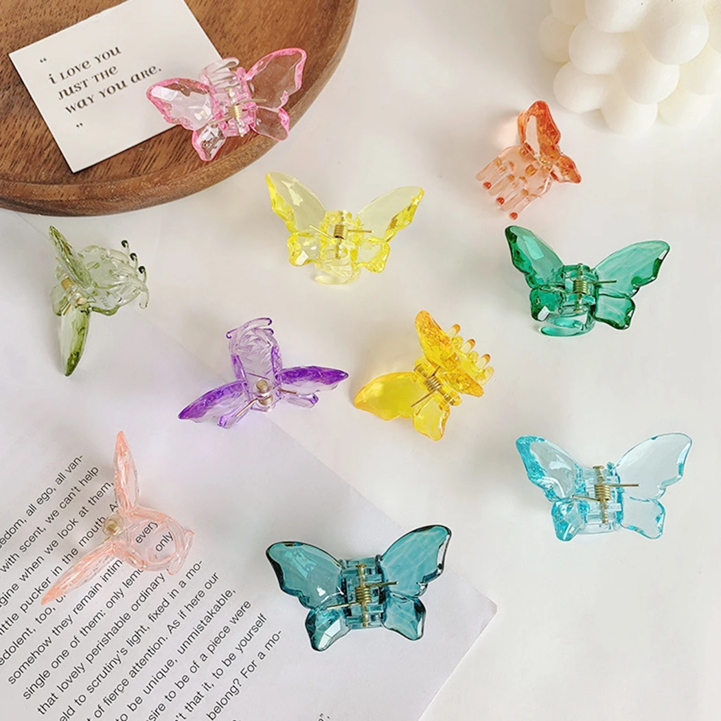 Women Mixed Color Butterfly Hair Clips Grip Claw Barrettes Mini Clamps Jaw Hairpin Headdress Hair Styling Accessories Tool