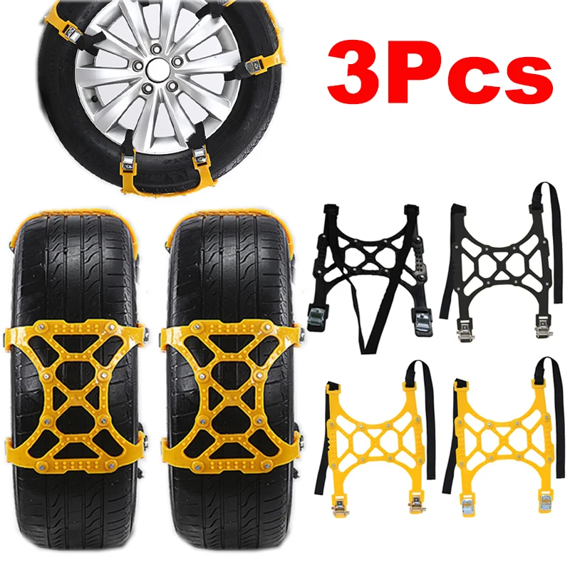 

3Pcs Car Snow Chain Off Road Snow Auto Chains Tyre Winter Roadway Safety ATV Anti-skid SUV Snow Chains Tire Chain For Wheels