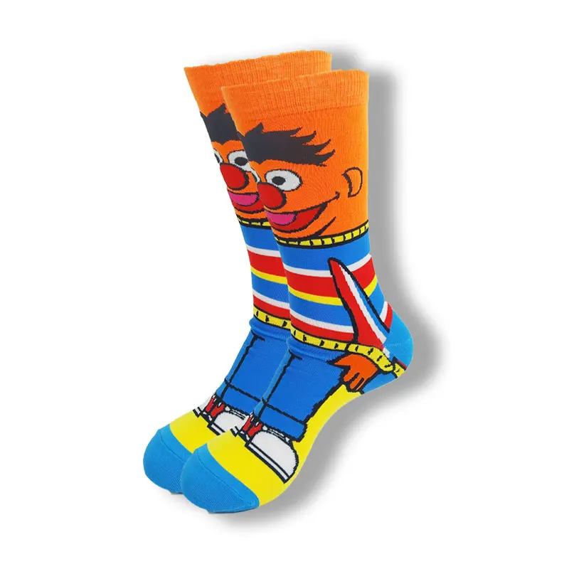 Chaussettes tube moyen pour hommes et femmes, personnages de films de dessins animés, roman drôle, style de rue, haute qualité, automne, hiver