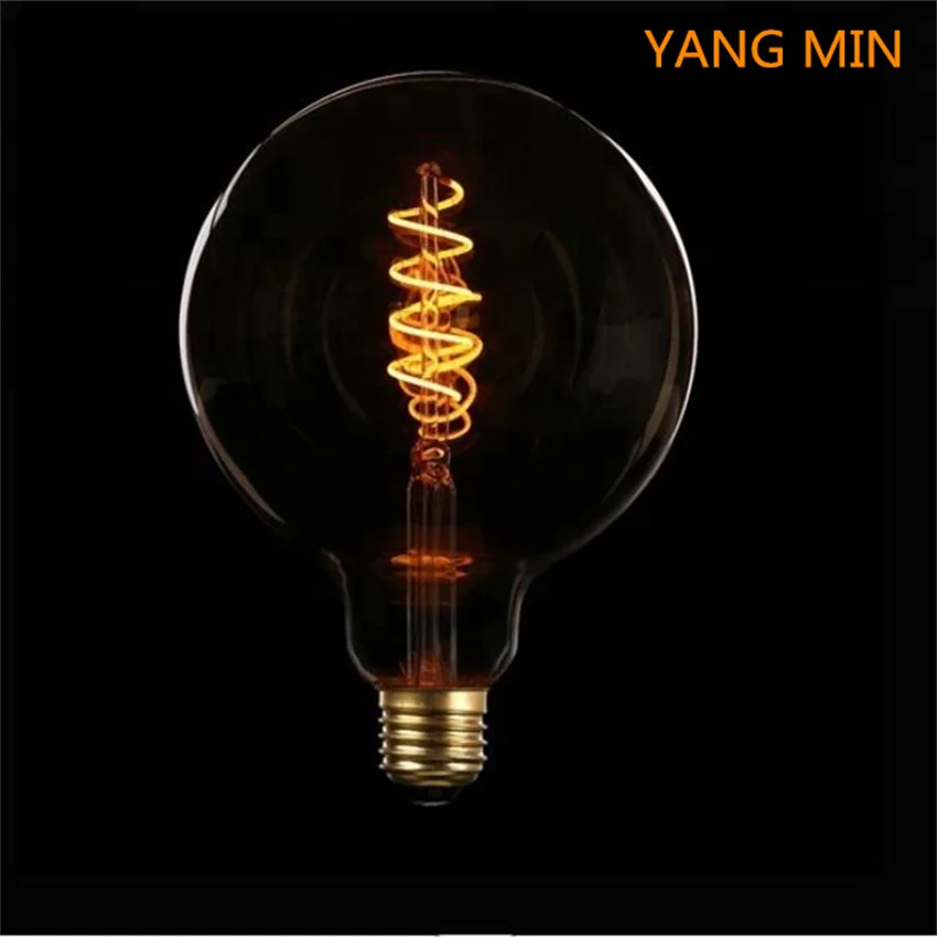 Energetic Lighting LED Dimmable Edison Light Bulb, G125 Vintage Globe Shape Filament Bulb, 4W 400 Lumen High Brightness