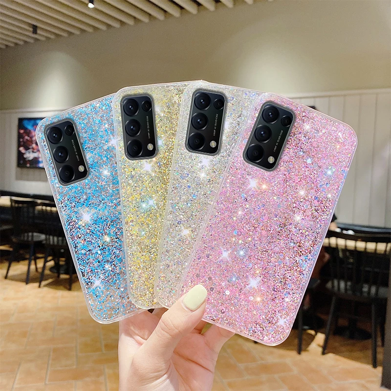 Shining Sequin Glitter Case For OPPO A35 A54 A74 A94 A95 A12 A15 A31 A32 A33 A52 A53 A72 A73 A91 A92 S A93 A11 K A5 A9 A8 Cover