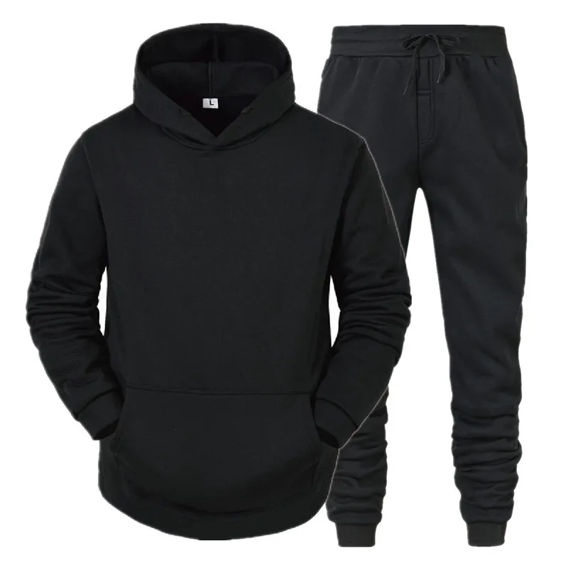 Men\'s Pullover + Jogging Trousers 2pcs Sets Loosen Sweatshirt Hoodies Long Sleeve Sport Pants Tracksuit Male Sportswear S-4XL