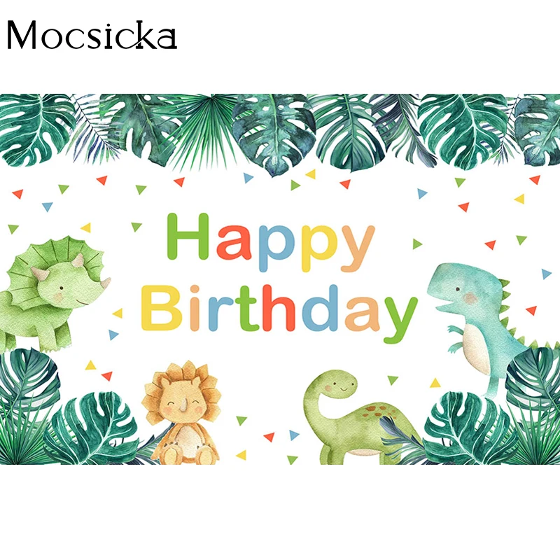 Moclicka spanduk latar belakang fotografi dinosaurus dekorasi hutan tropis properti Studio pesta ulang tahun anak spanduk latar belakang foto