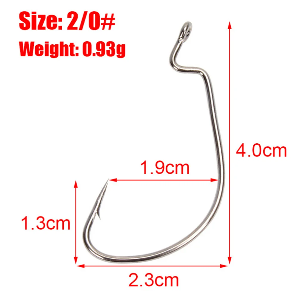 10pcs/lot Black Jig Fishing Hook High Carbon Steel Wide Crank Offset Fishhook For Soft Worm Lure Barbed Bass Fishing Accessories