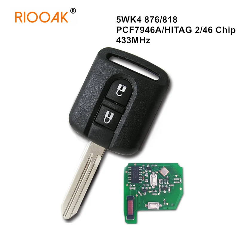 

5WK4 876/818 433MHz Remote Key for Nissan Qashqai Elgrand Navara X-TRAIL Micra K12 Note Cabster NV200 Pathfinder Renault Maxity