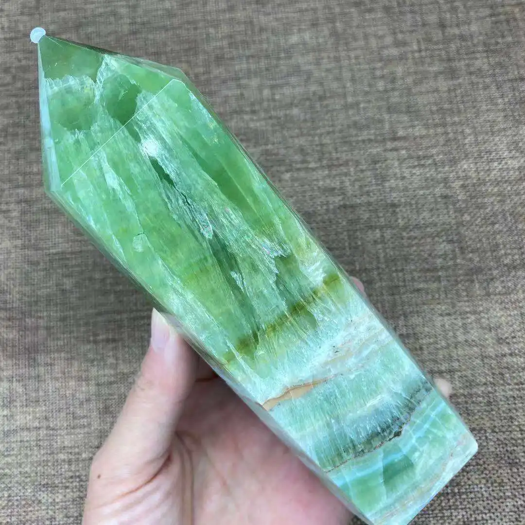 Rare Natural Rainbow Caribbean Crystal Quartz Obelisk Reiki Healing Natural Crystal Wand