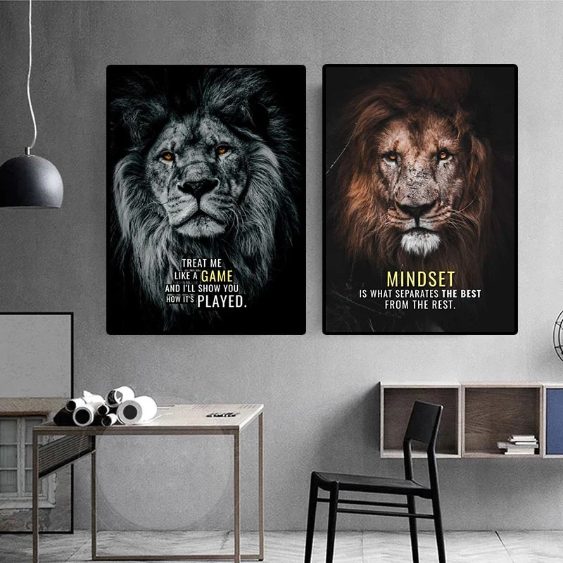 

Wild Lion Animal Art Canvas Posters Motivational Quotes Wall Art Prints Painting Wall Picture for Living Room Home Cuadros Decor