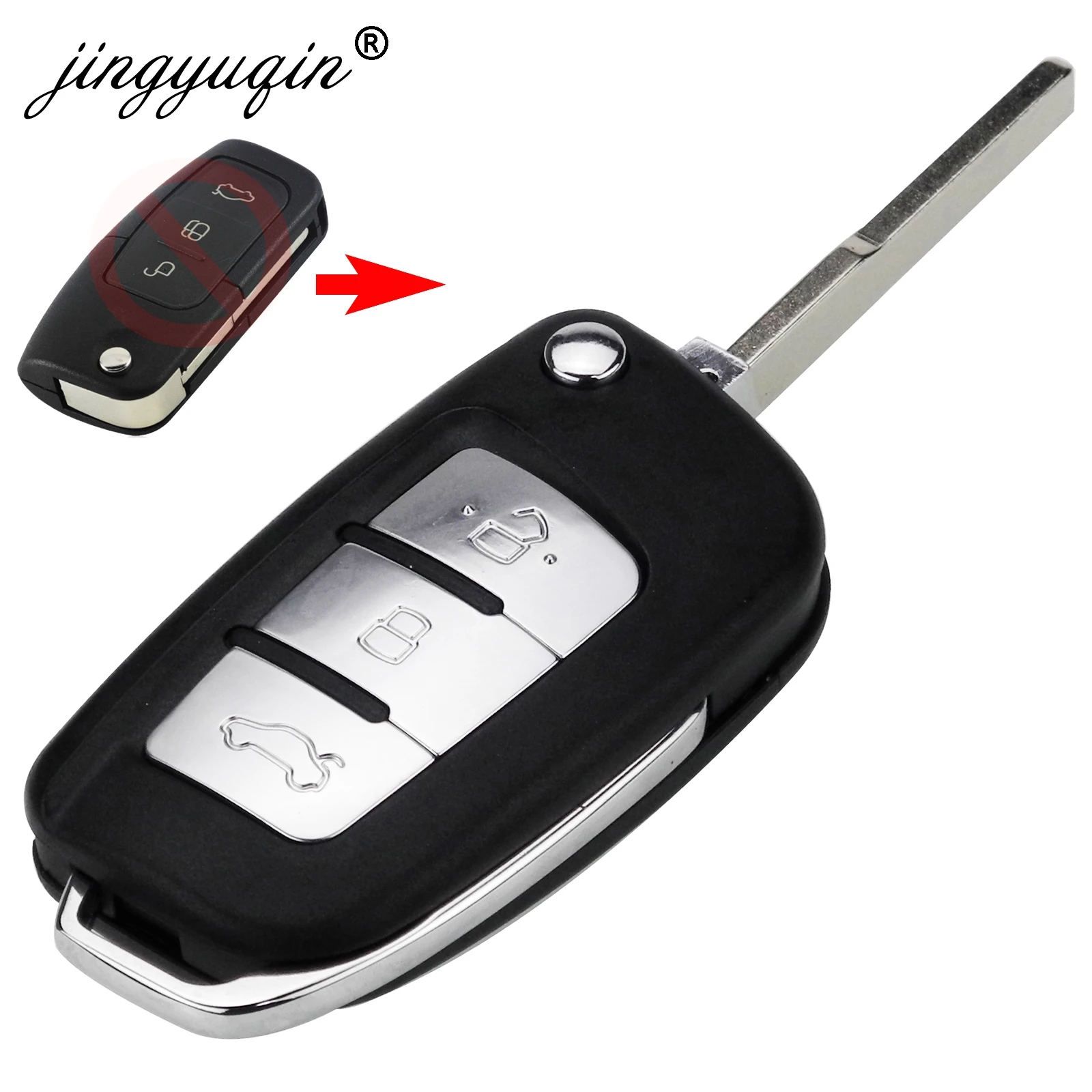 Zmodyfikowana 3-przyciskowa składana obudowa na zdalny klucz do Ford Focus Fiesta C-Max S-Max Ka Mondeo Galaxy Fob Case HU101 FO21 Blade