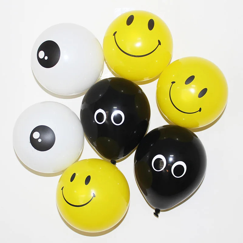 

5inch 50pcs thickened latex animal eye balloons black white yellow Top smiling face balloon cartoon characters small Balloons