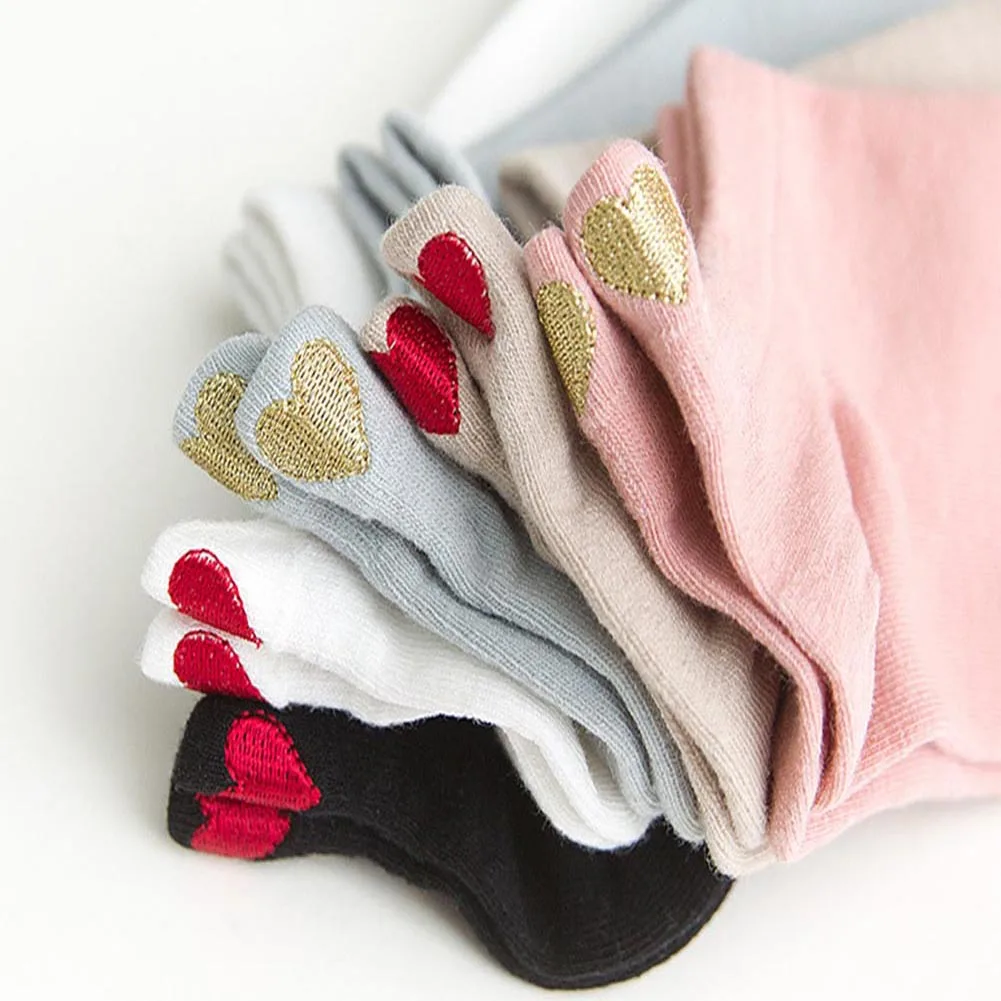 1 Pair New Fashion Socks Woman  Spring Ankle Socks Girls Cotton Color Novelty Women Fashion Cute Heart Casual Funny Sock