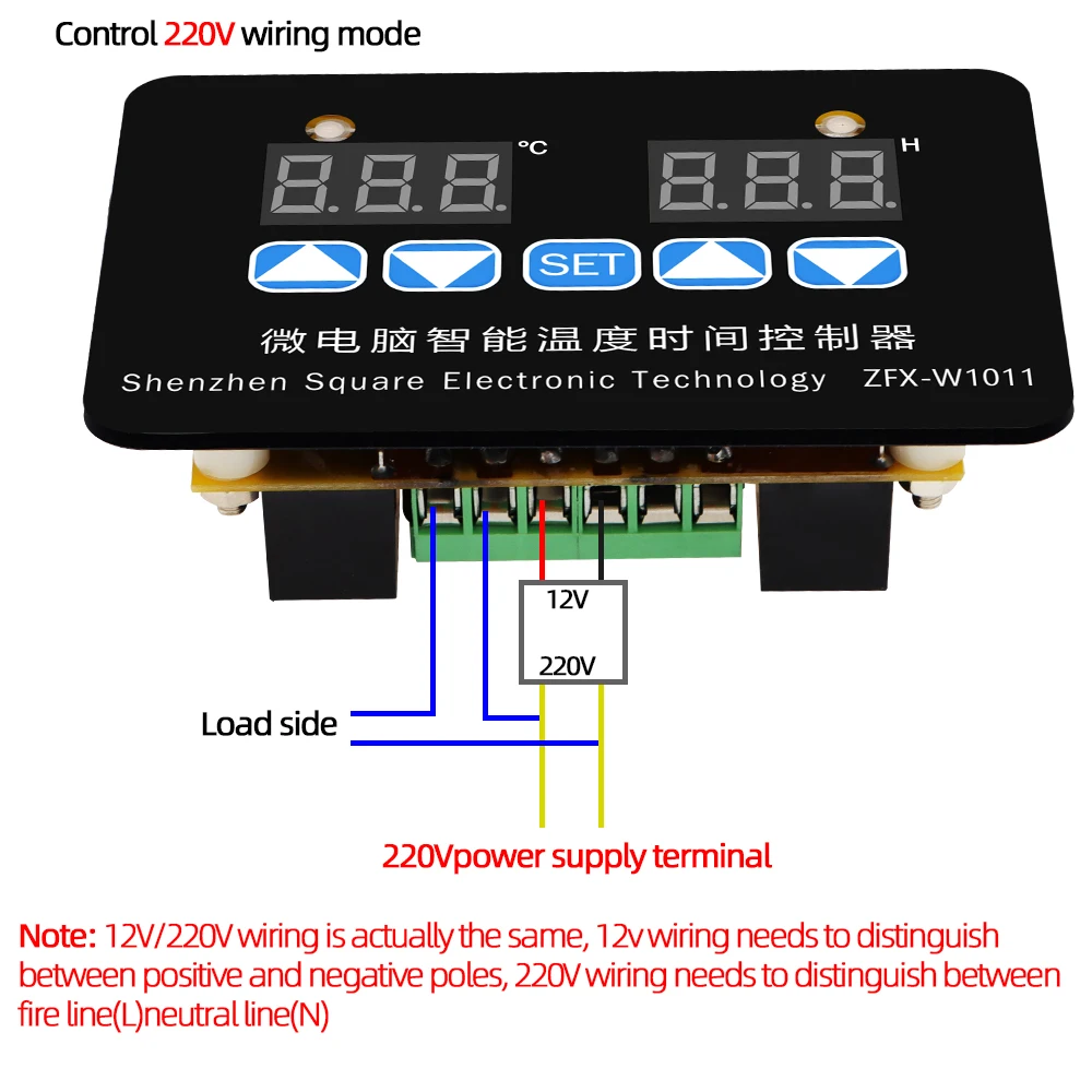 ZFX-W1011 Controlador de temperatura do microcomputador, termostato, controlador de tempo inteligente, temp eletrônico ajustável, 12V, 24V, 220V