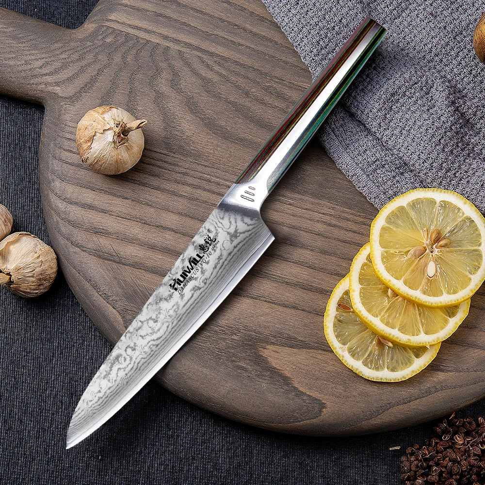 

2023NEW! HUIWILL 6" Japanese VG10 Damascus Steel Kitchen Utility knife Paring Knife with Forged Pakka Wood Handle Specifications