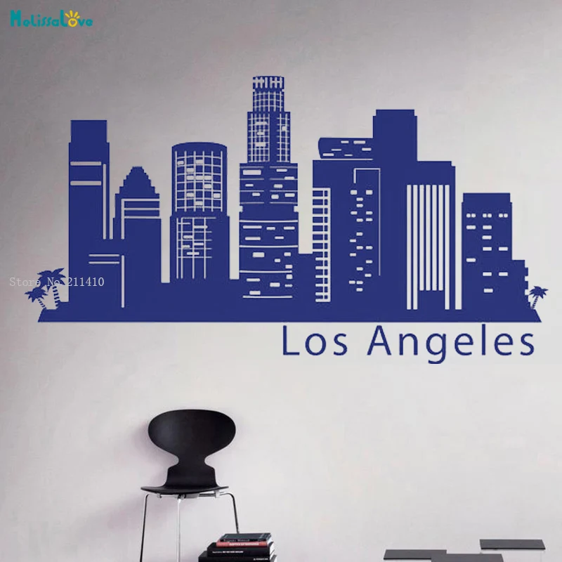 Los Angeles California Skyline Wall Sticker Art Vinyl  Cityscape Office Business City Real Estate Decor Travel Gift YT2527