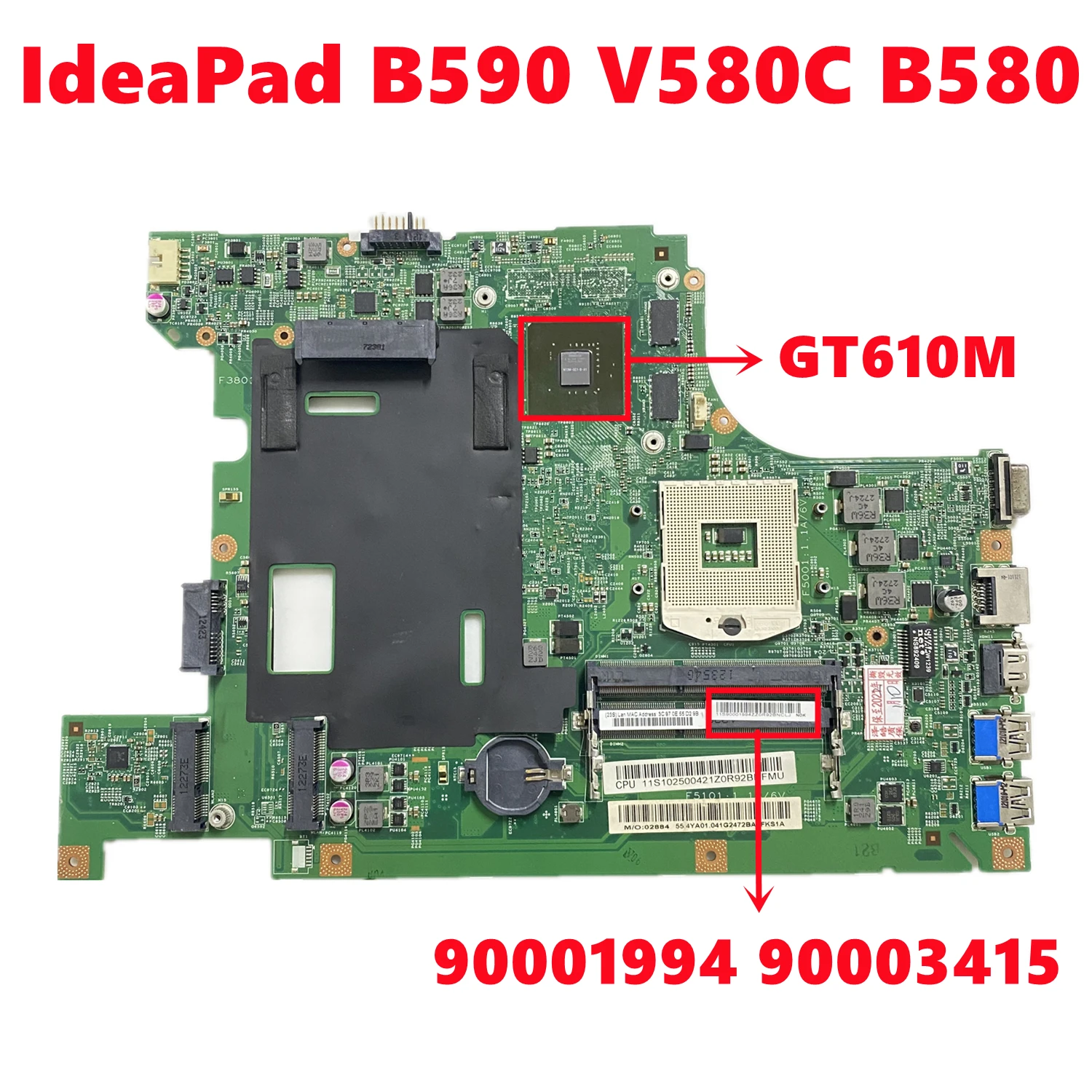 Placa base FRU para portátil Lenovo IdeaPad B590, V580C, B580, con N13M-GE1-B-A1, HM77, 90001994, prueba de funcionamiento, 90003415, 100%