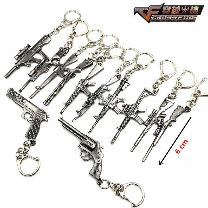 Game CSGO Weapon Keychain AK MP5 Gun Model Key Ring Metal Pendant llaveros Souvenir Accessories Gift 6 cm