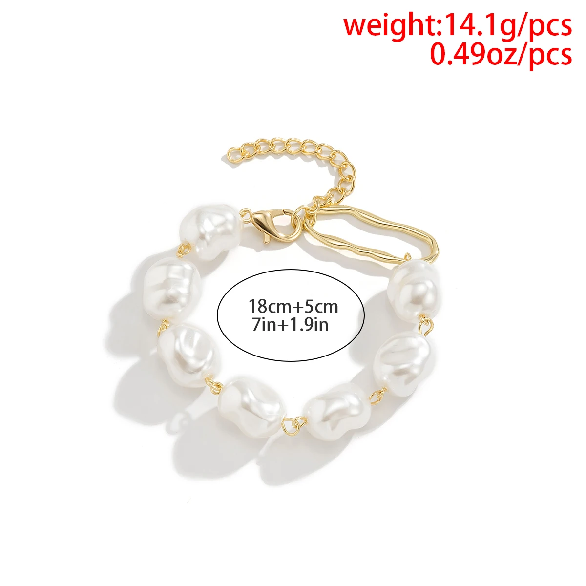 Ingemark Unique Asymmetric Irregular Baroque Pearl Chain Bracelet for Women Wedding Bridal Kpop Charm Beaded Couple Hand Jewelry