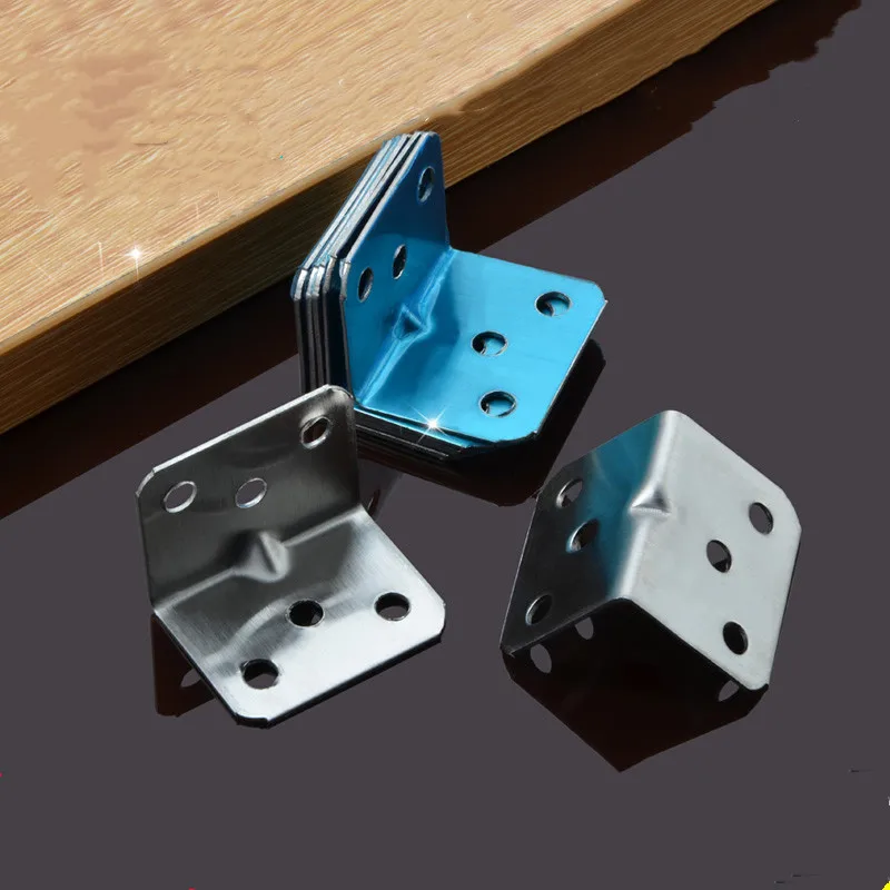 

10 Pcs Stainless Steel Corner Bracket Wardrobe shoe cabinet table chair Support Furniture Protector Hardware Accessories L Shape