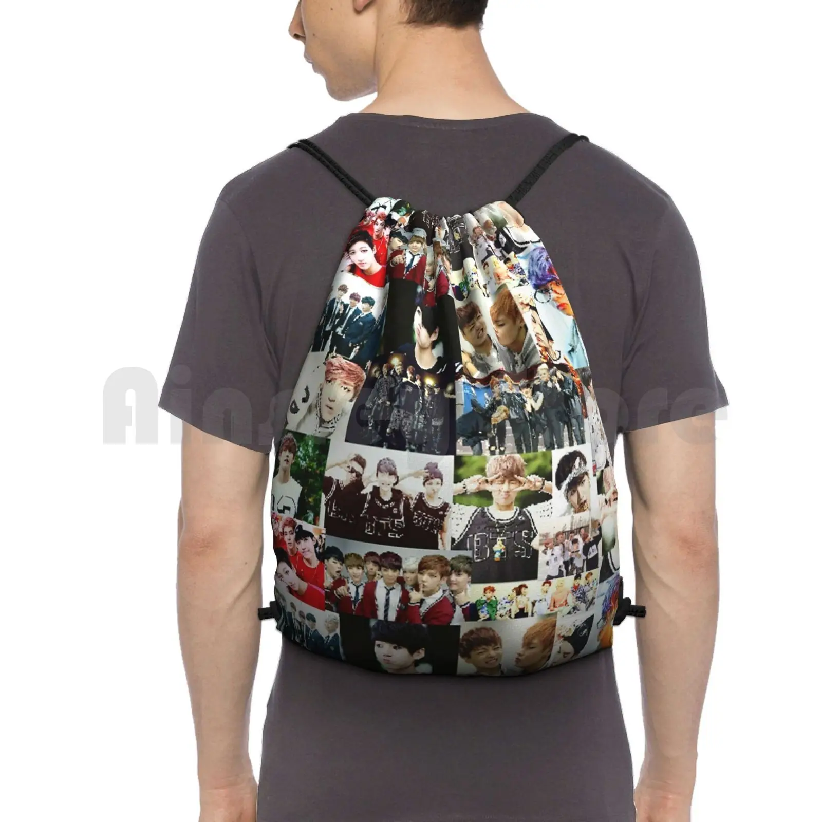 Backpack Drawstring Bag Riding Climbing Gym Bag Boys Kpop K Pop Popasia Korean Hip Hop R B Music Band Dance Jin Kim Seokjin