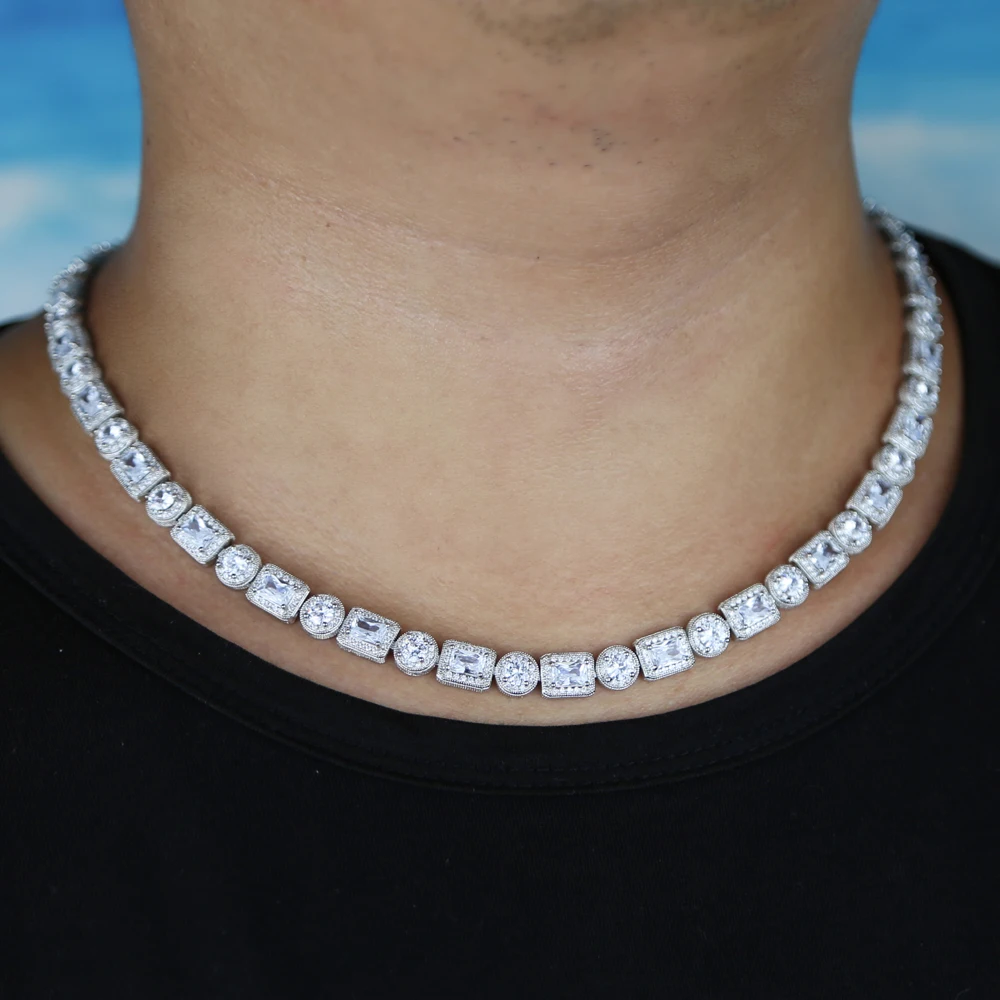 New design iced out bling cz cluster men boy chain 5A fashion cz cubic zirconia hiphop white yellow two tone rock men Necklace
