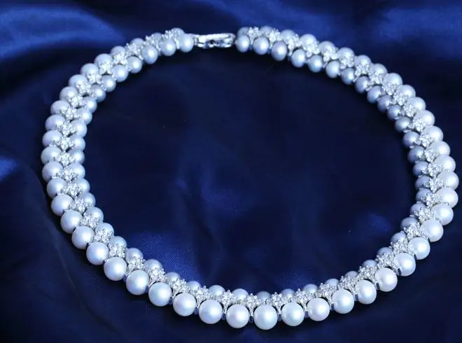 

classic 7-10mm south sea round white grey pearl necklace 18inch