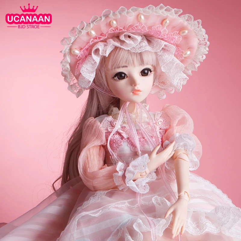 UCanaan 1/3 BJD Doll 60CM 18 Ball Joints Dolls With Full Outfits Wig Dress Shoes Makeup Dress UP Toys For Girls Best Gifts