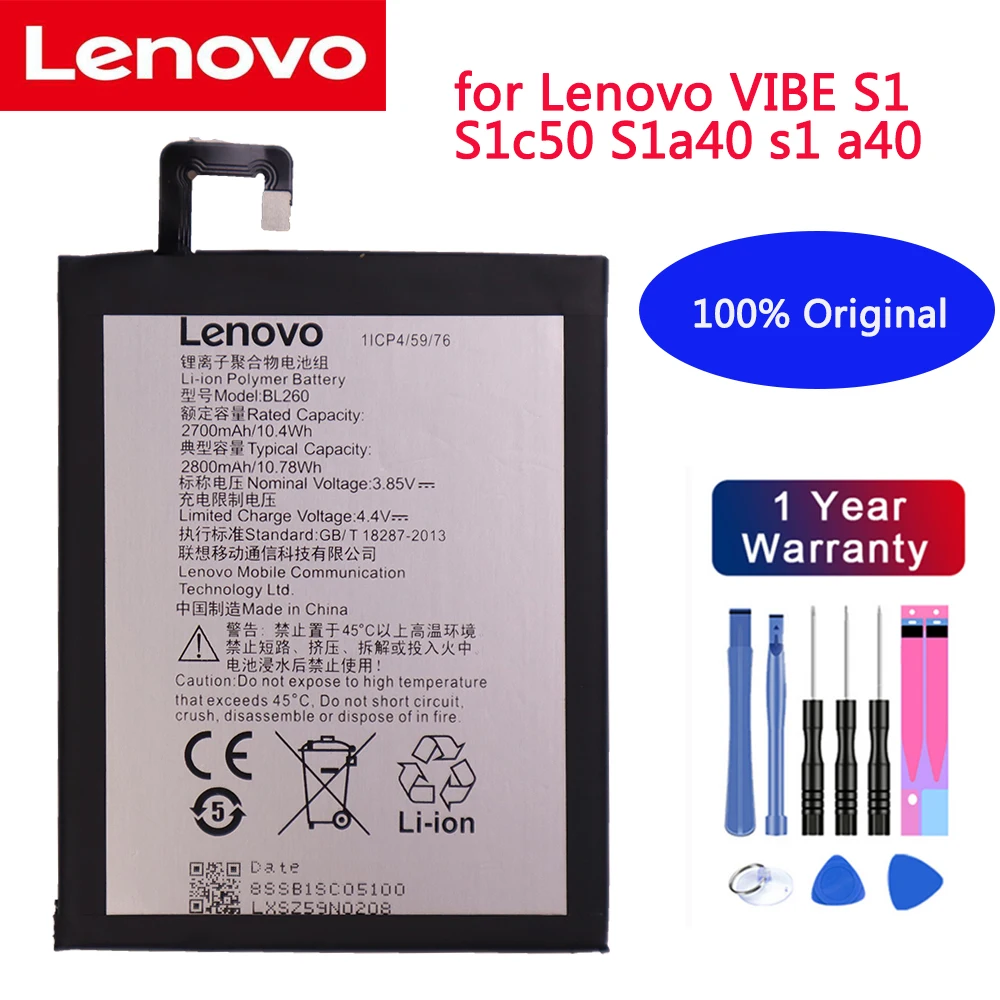 

New High quality 2700mAh BL250 / BL260 battery Batterie for Lenovo VIBE S1 S1c50 S1a40 s1 a40+free tools