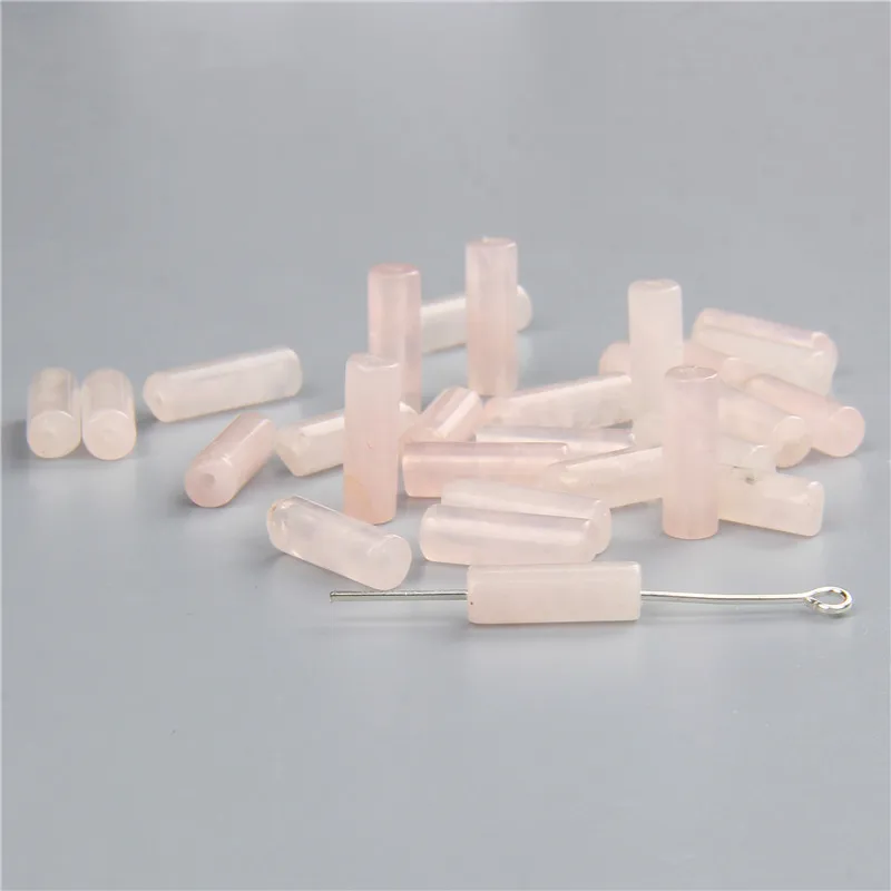 10pcs/Lot 4X13mm Natural Stone Beads Quartz Jaspers Crystal Round Tube Cylinder Spacer Beads Pendant Charm For Jewelry Making