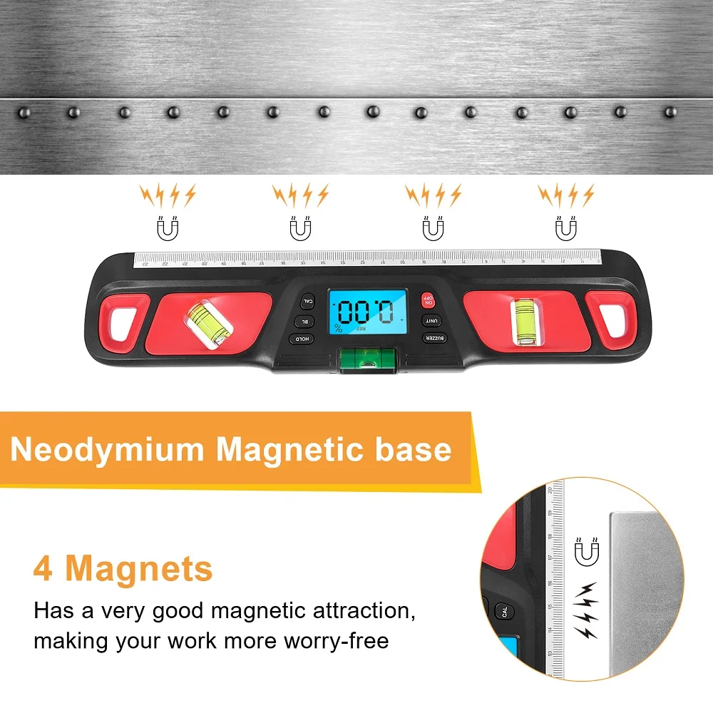 Digital Spirit level Bubble Magnetic Electric Level  Angle Finder Protractor Inclinometer Horizontal Scale Ruler