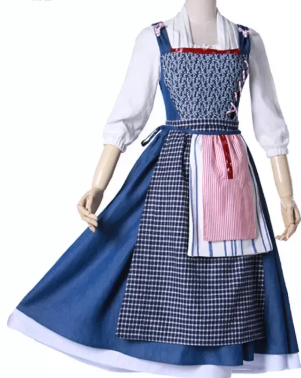 

Cosplay beauty and beast Costume Blue Lolit Maid Dress Belle dress show dress bar