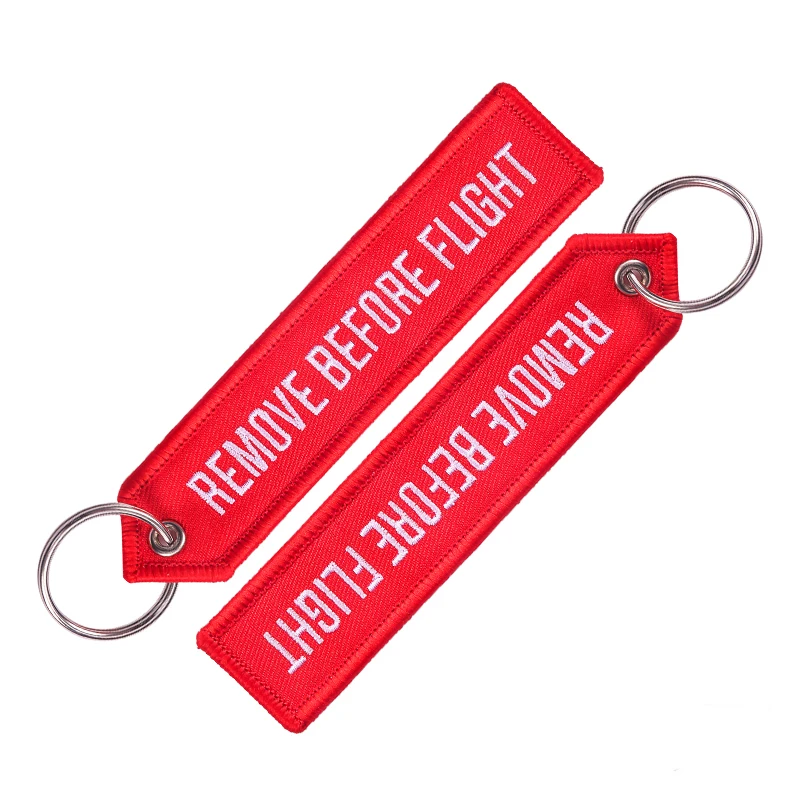 3 Pcs/Lot Remove Before Flight Key Chains for Aviation Gifts Embroidery Customize keyring Special Key Tags Jewelry sleutelhanger