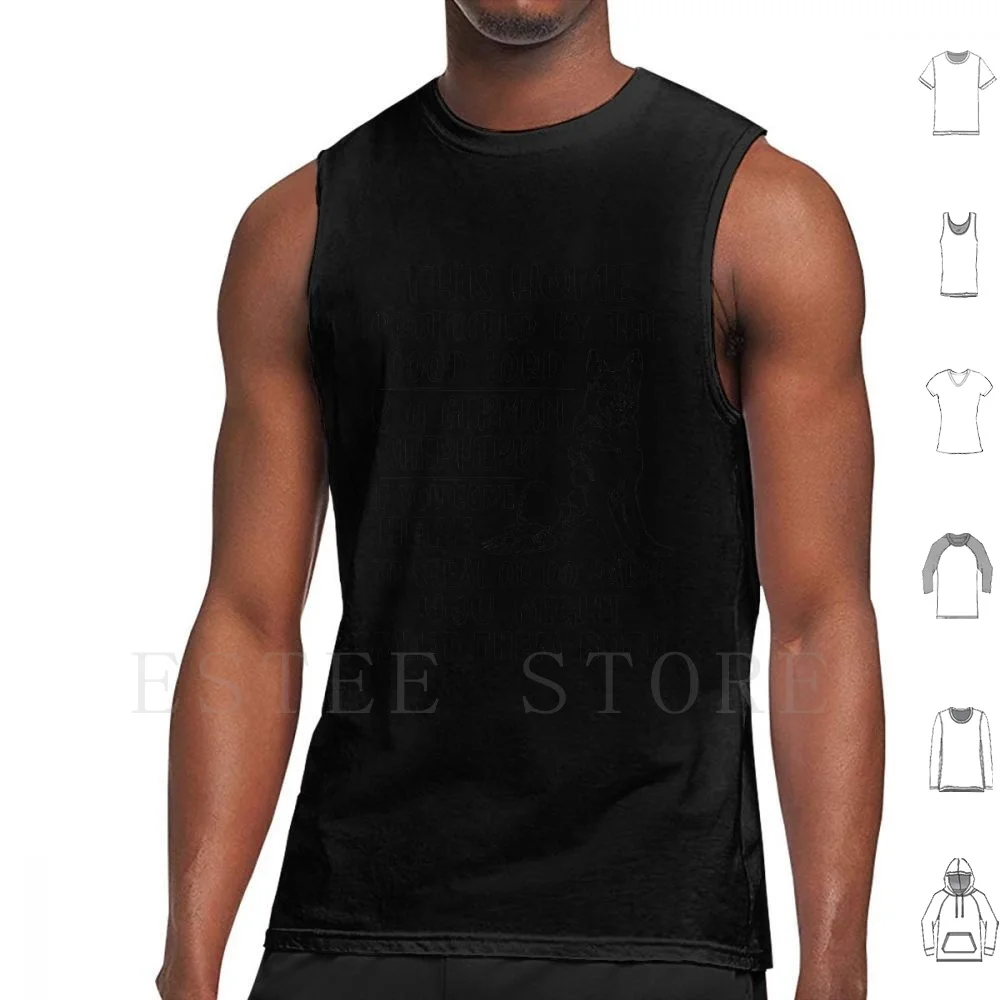 This Home Protected By The Good Lord And A German Shepherd Tank Tops Vest Cotton Vintage Retro Mens Papa Grandpa Papa Like A