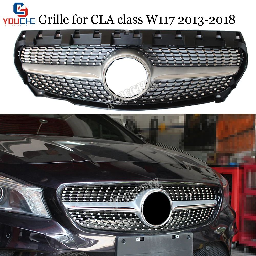 

W117 GT / Diamonds / AMG Style Grille Front Bumper Grill Mesh for Mercedes W117 CLA Class CLA180 CLA200 CLA45 AMG 2013 - 2018