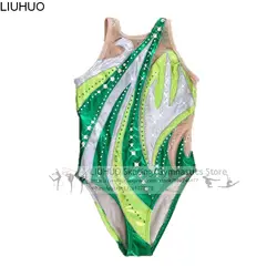 LIUHUO Girls Synchronized Swimming Suits Crystals Performance suit Rhythmic Gymnastics  Dress Ballet Dance Leotards