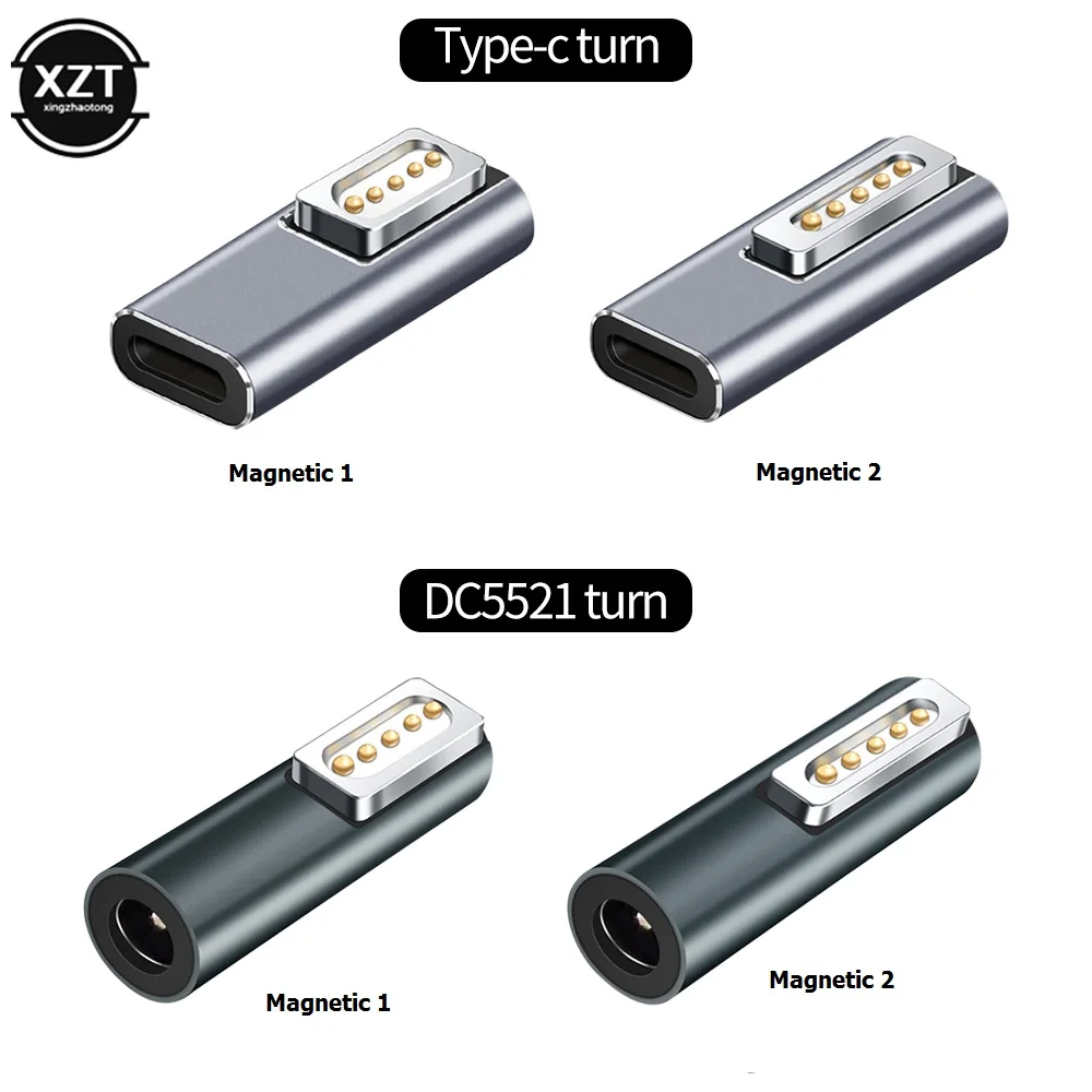 60W Type C/DC5521 Magnetic USB PD Adapter for Apple Magsafe1/Magsafe2 MacBook Air/Pro USB C Female Fast Charging Plug Converter